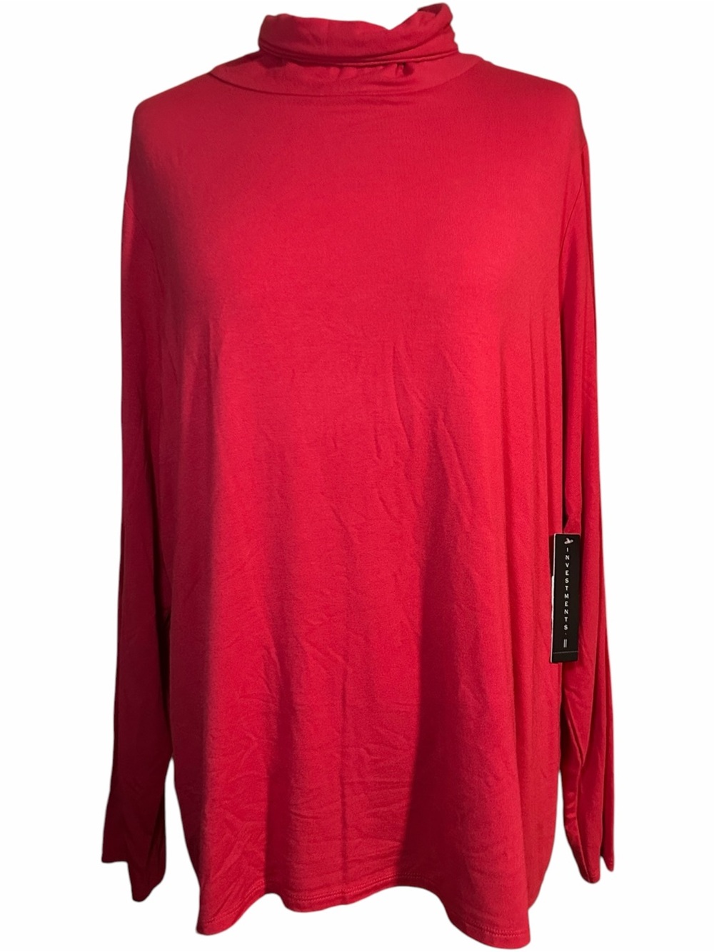 Investments II Longsleeve Stretch Turtleneck Tunic Top NWT Red Size 2X